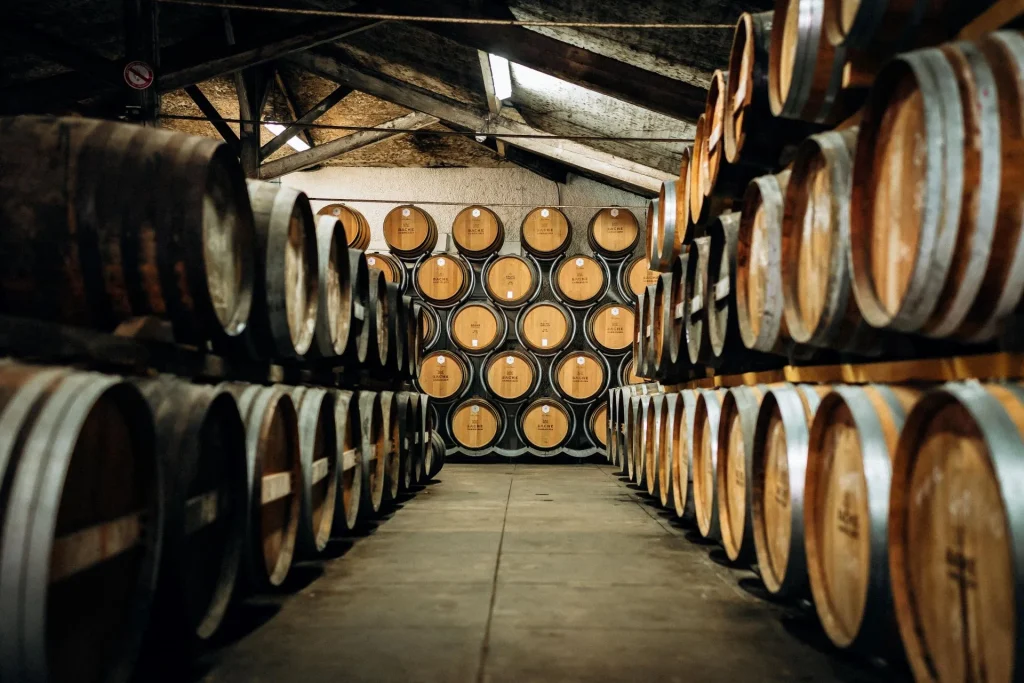 Ageing cellar of the Bache Gabrielsen trading house where the barrels and casks of eau de vie are stored in Cognac.