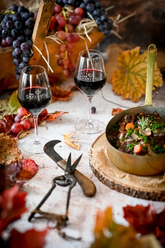 Food and wine pairing igp charentais autumn beef bourguignon