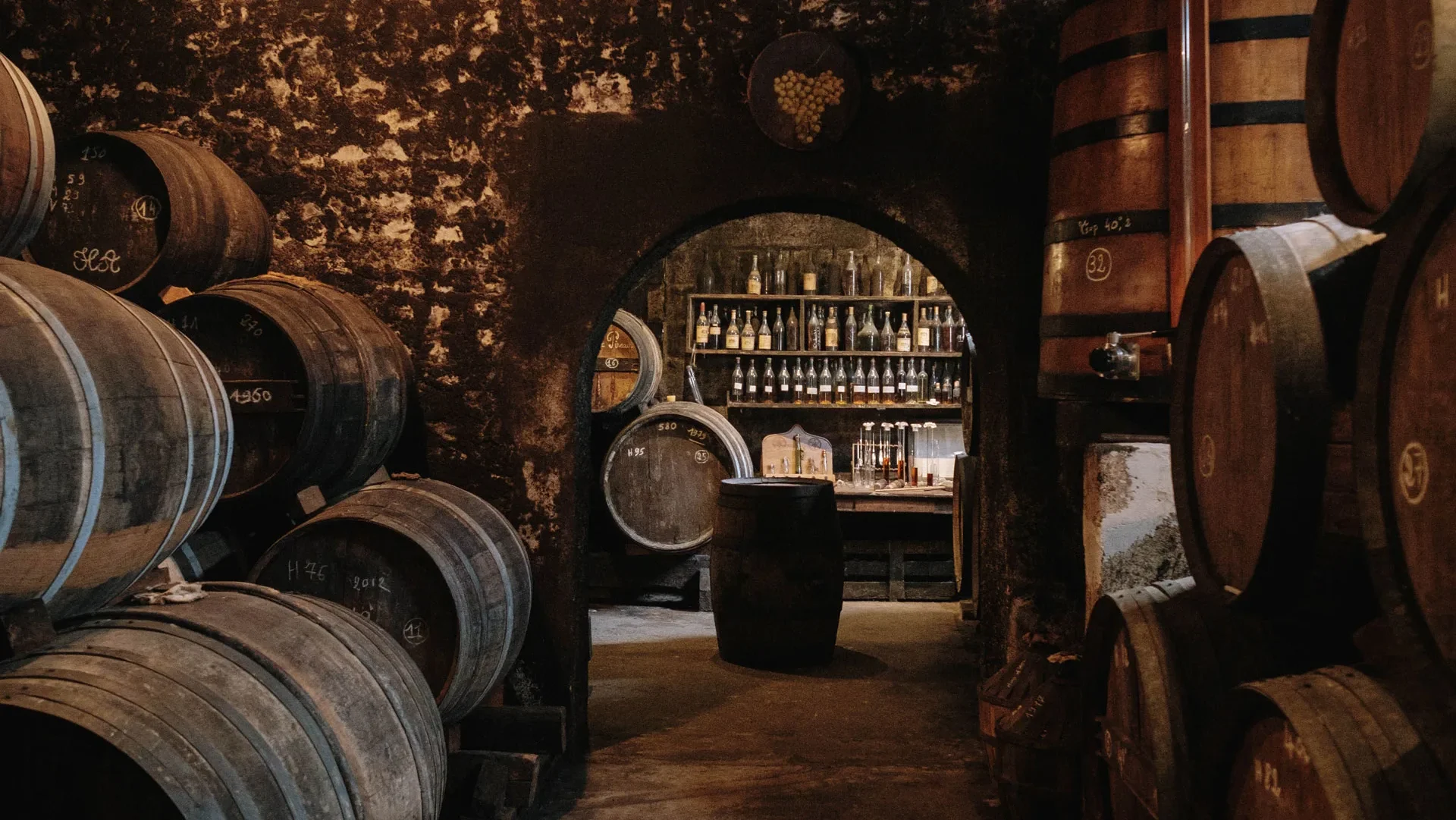 Painturaud Frères ageing cellars in Segonzac, Cognac brandy casks