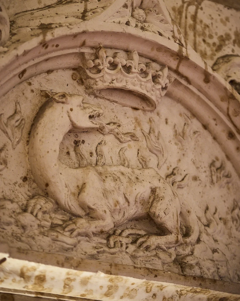 Carved salamander at Château de Cognac and Baron Otard cognacs