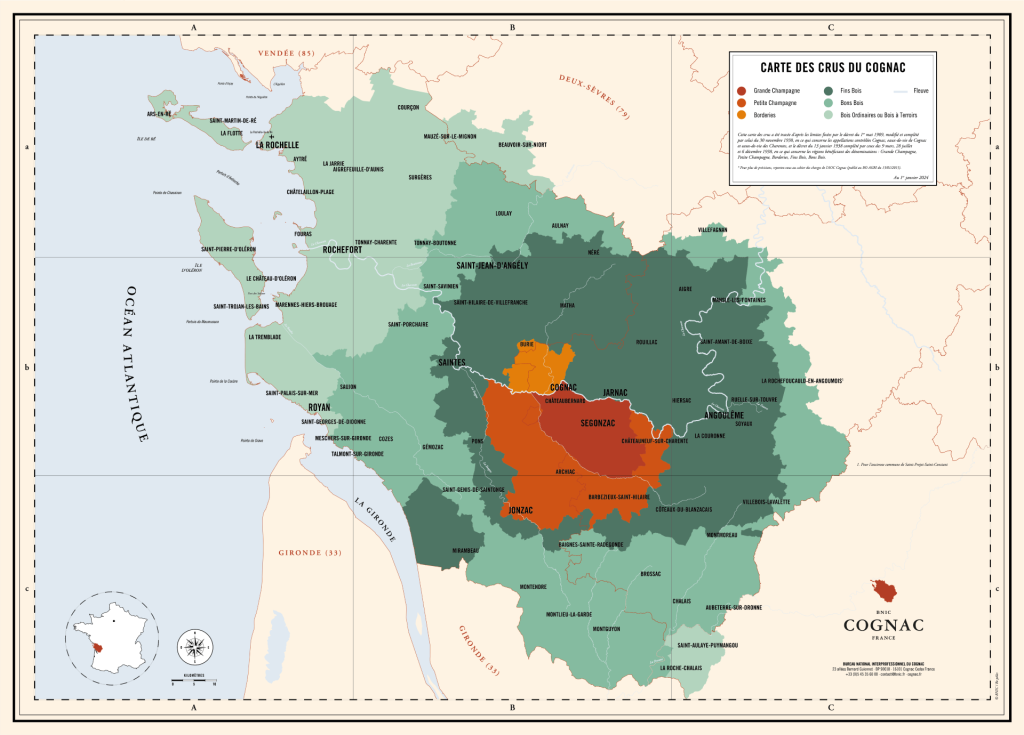 Carte des crus du cognac