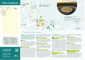 Map of Segonzac, with its historic promenade, tourist office, orientation table...