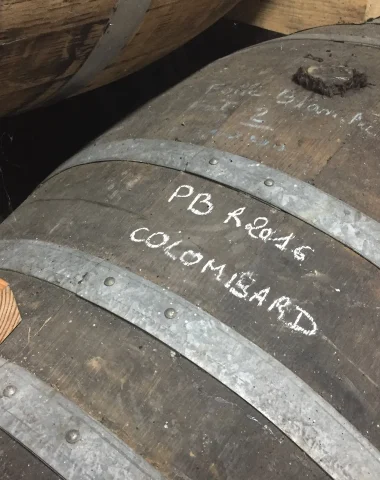 Detail of an oak barrel used in the production of Pineau des Charentes