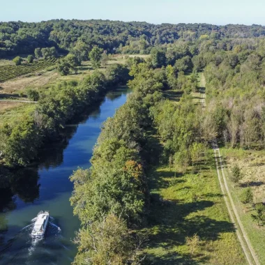 boat cruise on the river Charente, barge