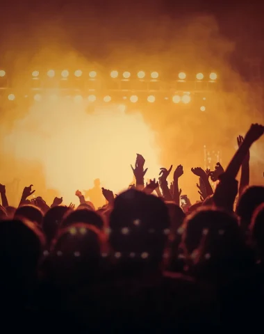 Atmosphere of the audience in front of the stage during a concert