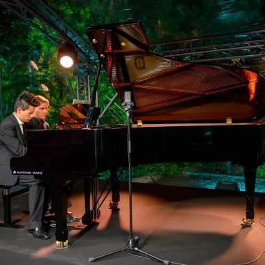 Festiclassique, a festival of classical music in the Cognac houses of the Charente region, with the patron of the event, Hervé N'Kaoua, at the piano.