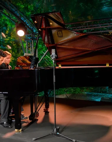 Festiclassique, a festival of classical music in the Cognac houses of the Charente region, with the patron of the event, Hervé N'Kaoua, at the piano.