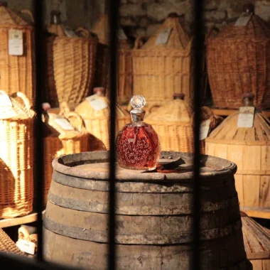 Le Paradis, the cellar where the oldest eaux-de-vie are stored in demijohns and casks to blend the cognacs of the Hine trading house in Jarnac